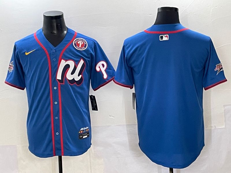 Men 2025 Philadelphia Phillies Blank Blue All star Nike MLB Jersey style 02->philadelphia phillies->MLB Jersey